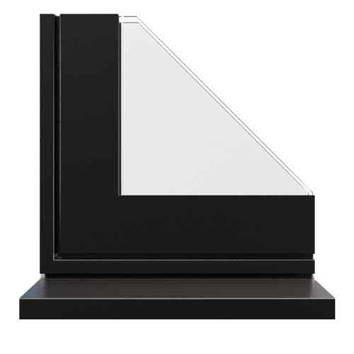 black metallic aluminium window profile