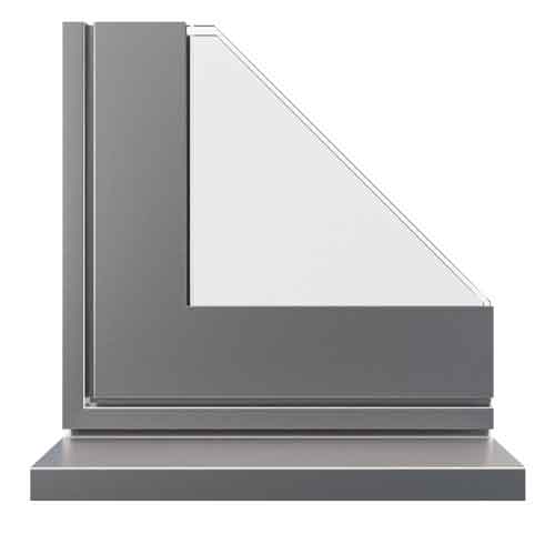 silver metallic aluminium window profile