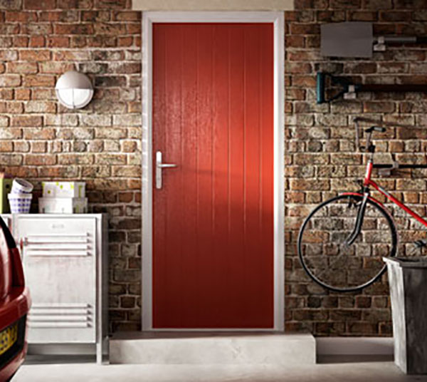 red internal composite fire door for the garage