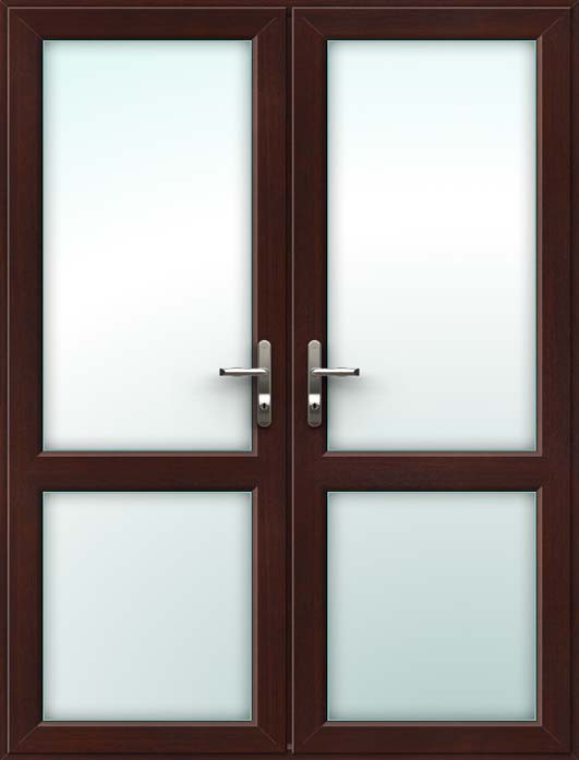 Rosewood UPVC French Doors with Mid Rails