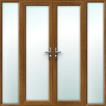 Oak UPVC French Doors with Side Panels