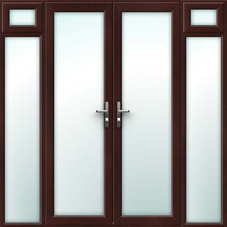 Rosewood UPVC French Doors with Side Sash Panels