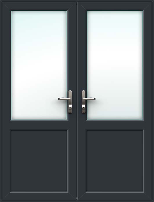 Half Glazed Grey UPVC French Doors