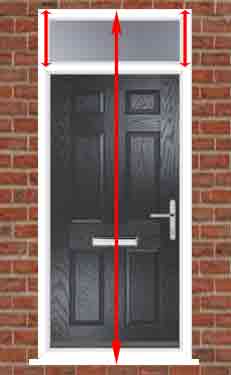 how to measure the height of a upvc door and top light