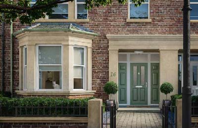 timber composite door in chartwell green