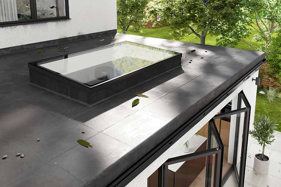 grey aluminium flat roof light