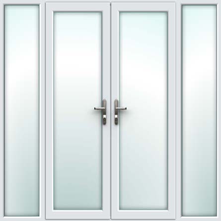 white upvc french doors & side panels