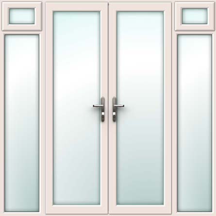 cream upvc french doors with opening side sash panels