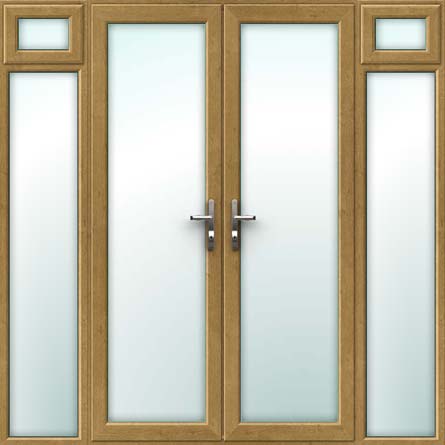 oak upvc french doors with opening side sash panels