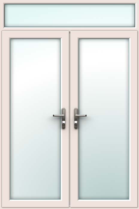 cream upvc french doors with top light