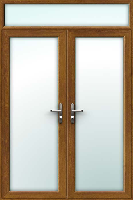 oak upvc french doors with top light