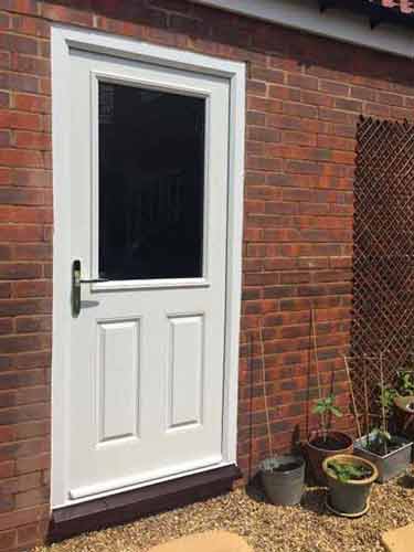 white composite back door